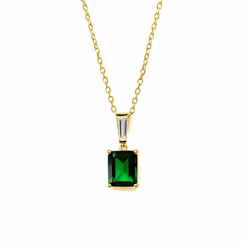 Emerald Baguette Glow Pendant – Sterling Silver