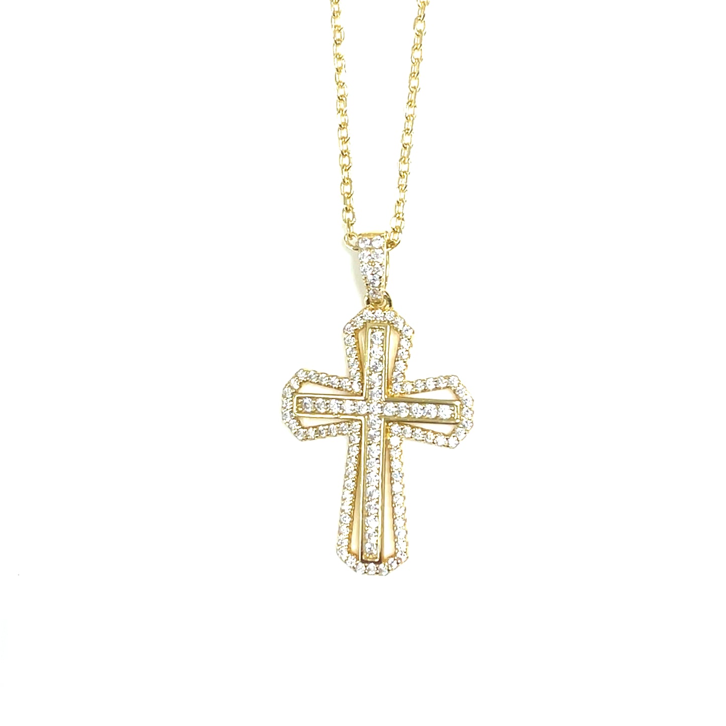 Double Sparkle Cross Pendant