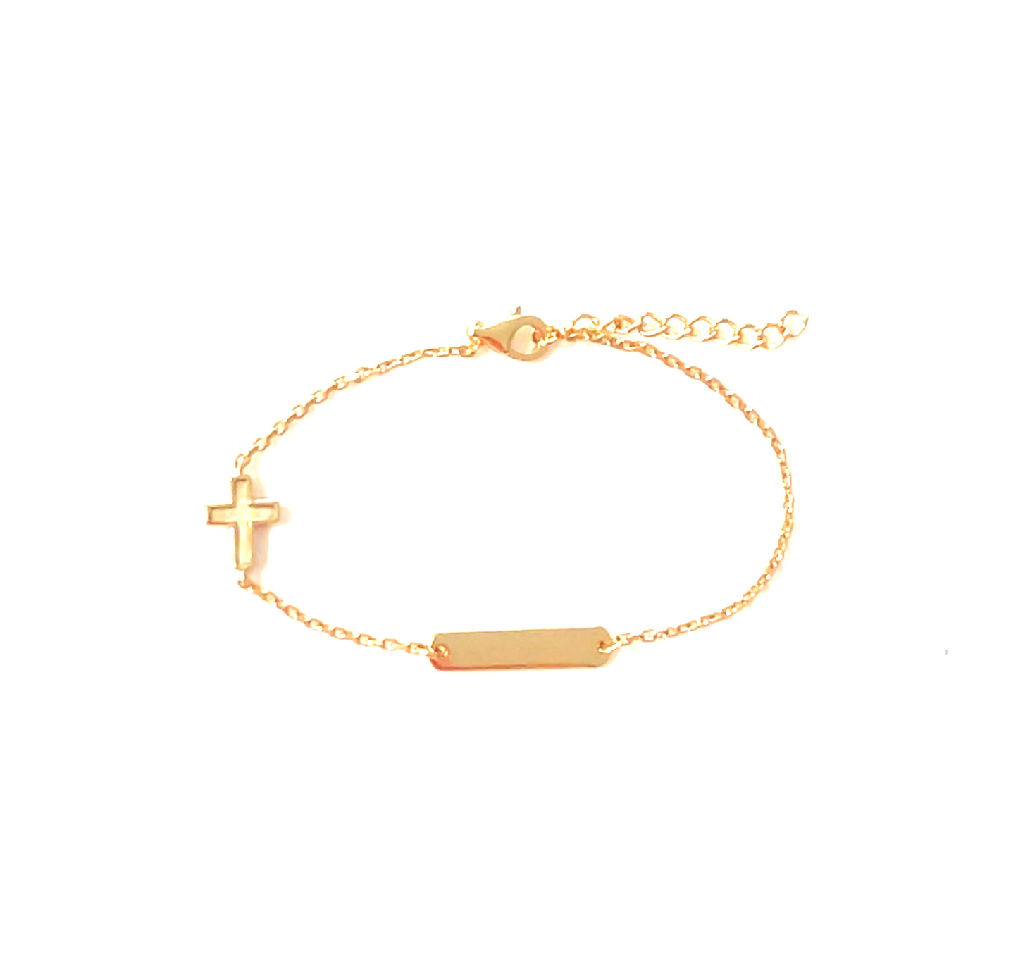 White Opalite inlaid Cross bracelet with Tag