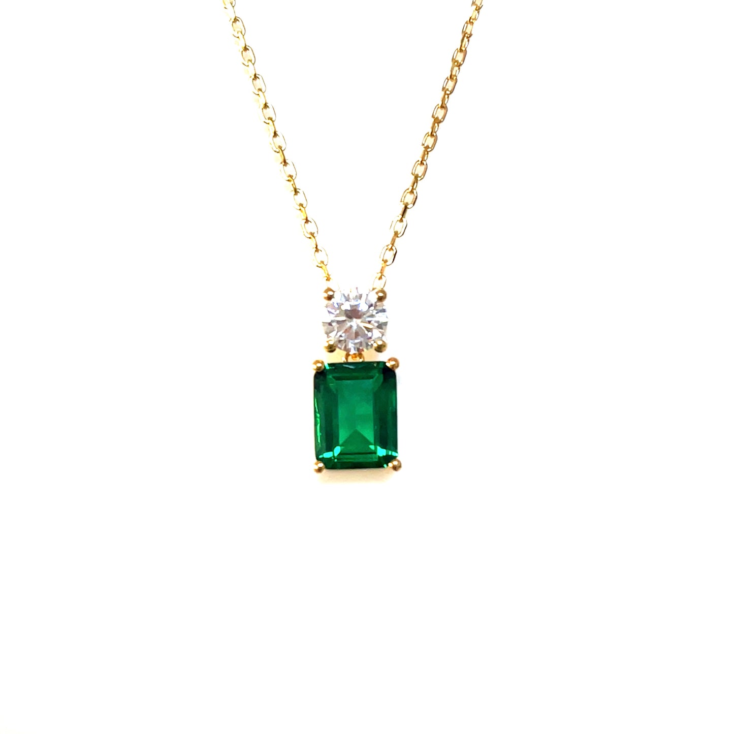 Emerald Radiance Duo Pendant – Sterling Silver