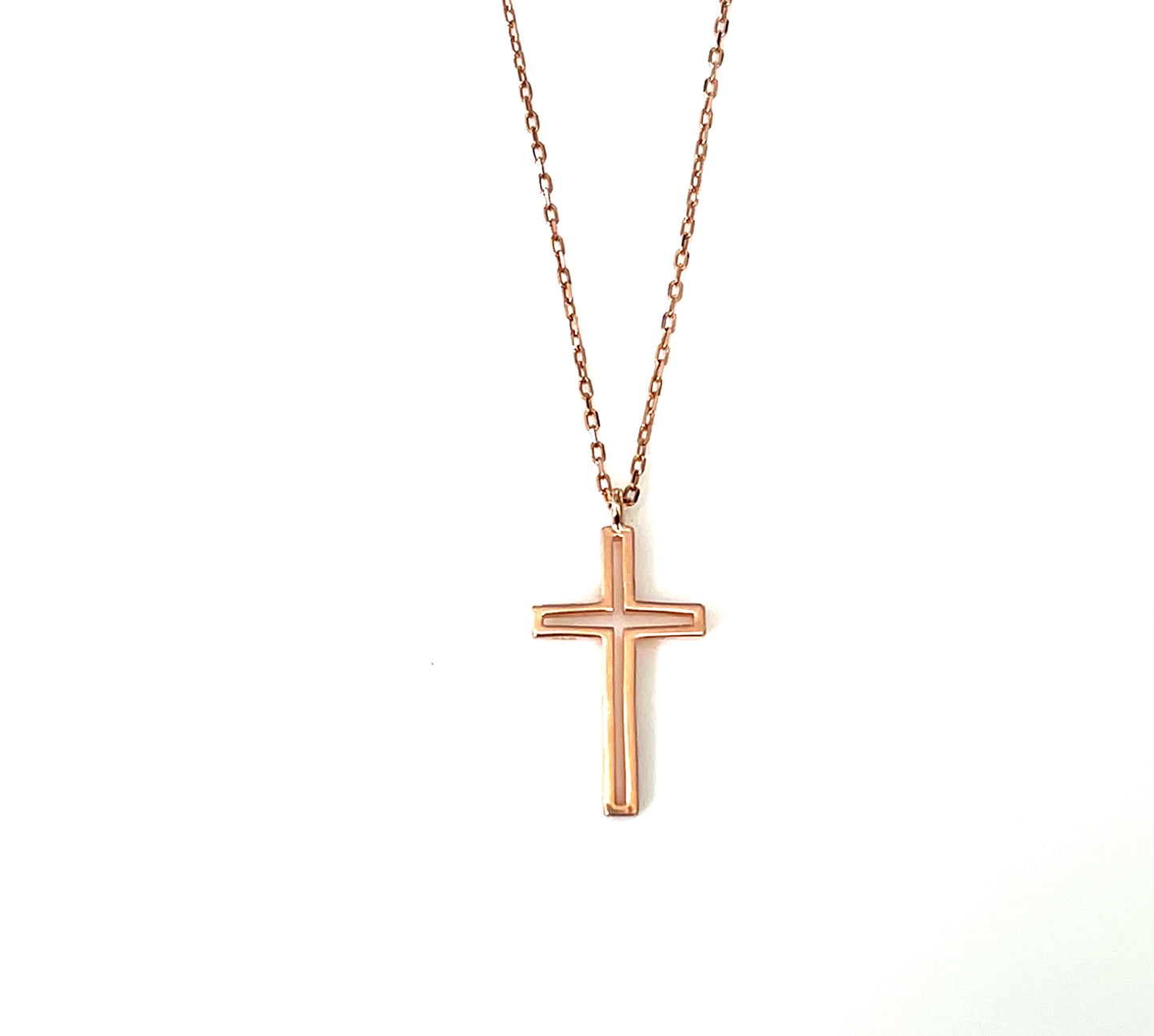 Dimensional Cross Necklace — Sterling Silver