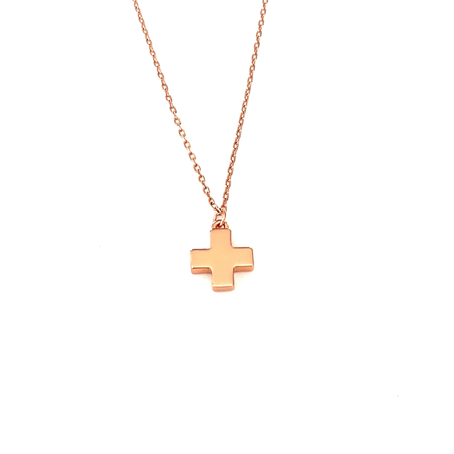 Petite Square Cross Necklace — Polished Finish