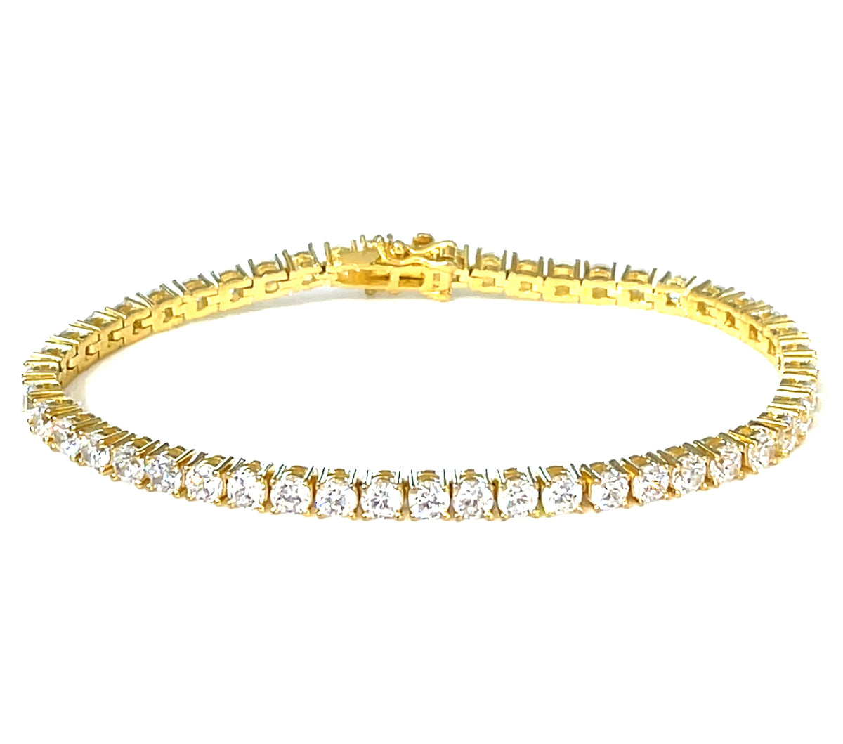 4mm. CZ stone setting, length 19 cm sterling silver Tennis Bracelet.