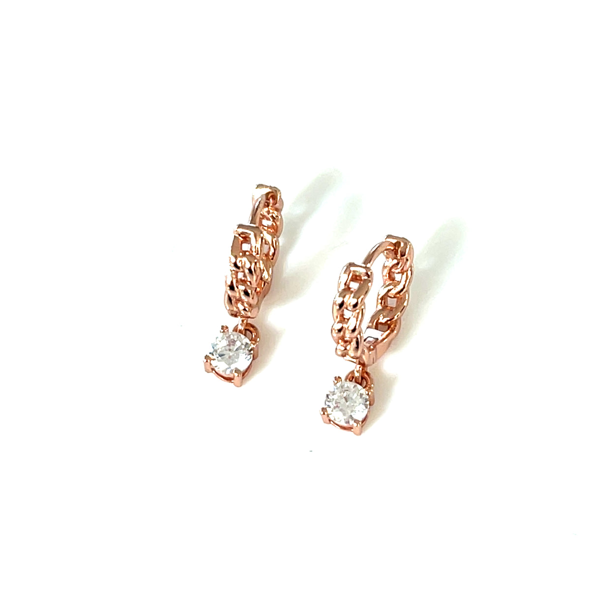 Little Luxe Curb Link CZ Drop Hoops