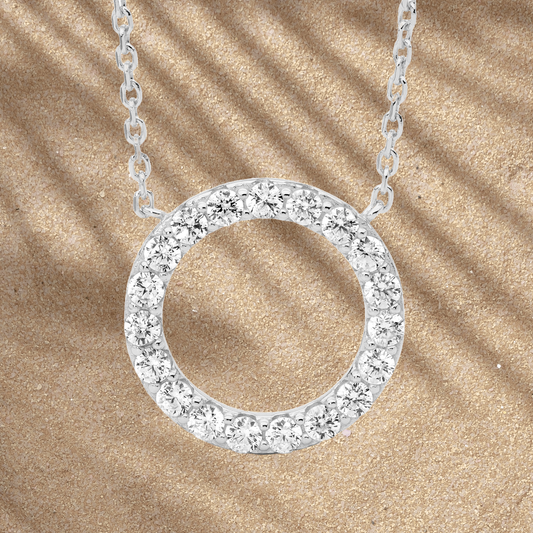 Brilliant Cut Cubic Zirconia Circle Pendant Necklace
