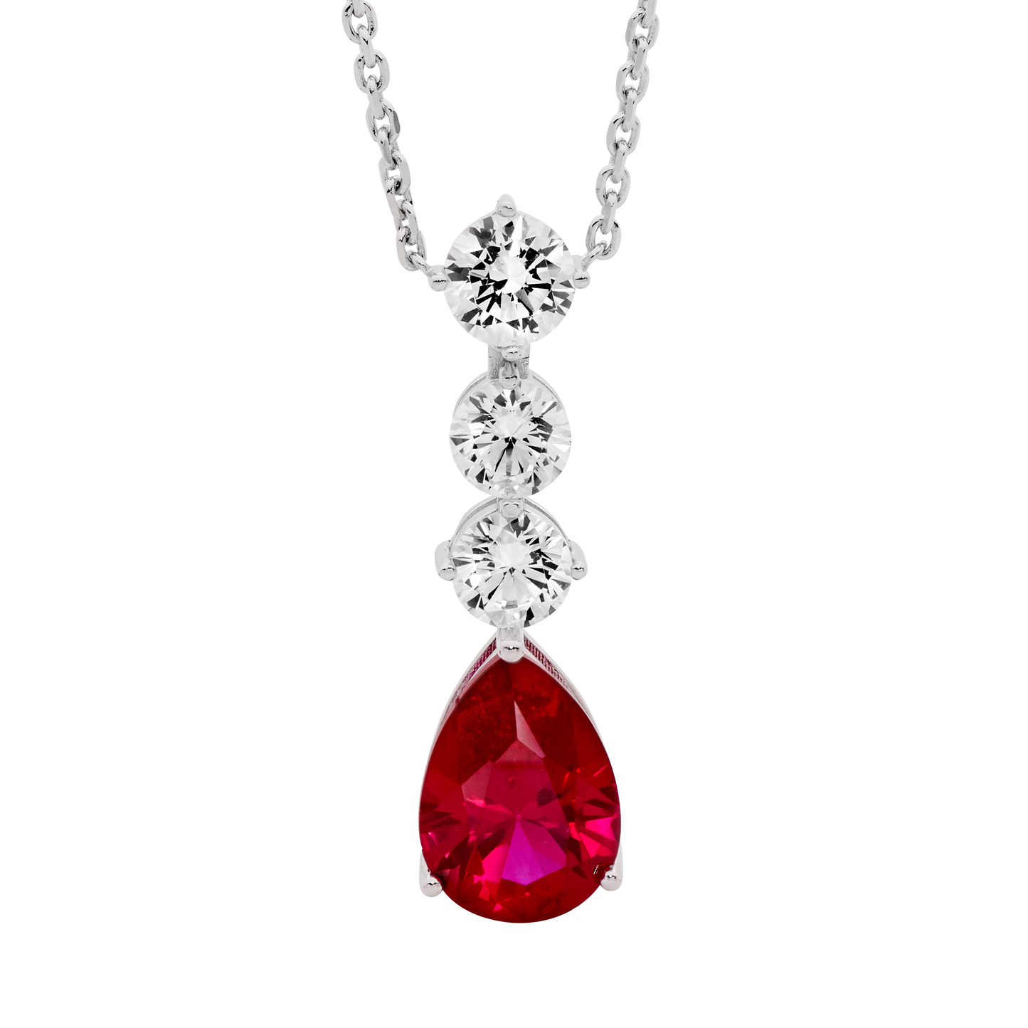 Celestial Grace Teardrop Pendant-Ruby Accent