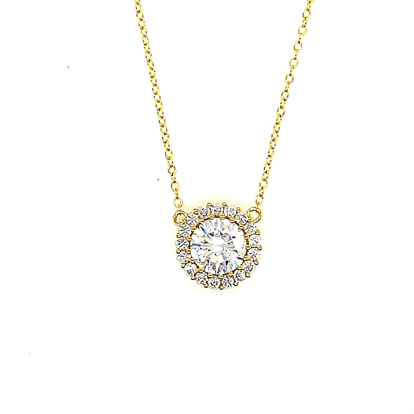 Sterling Silver Halo Style Pendant Necklace