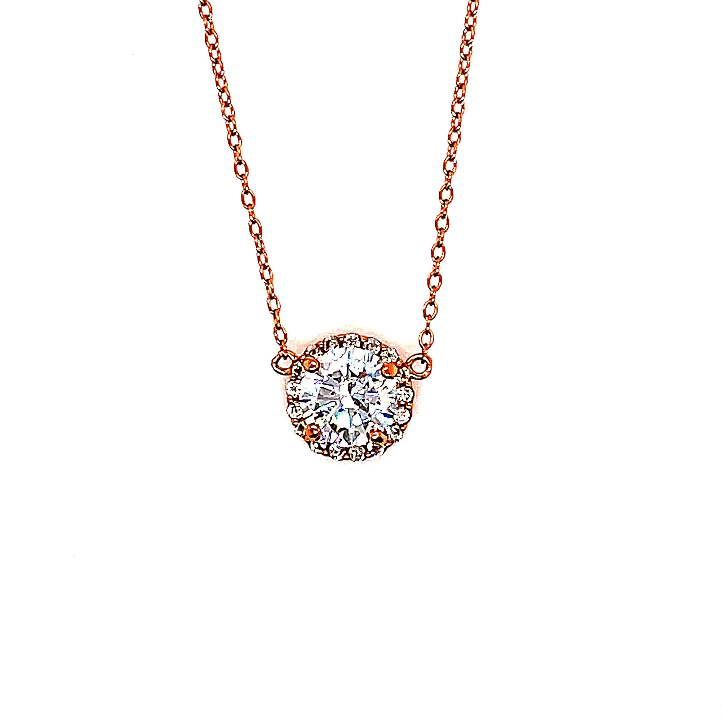 Sterling Silver Halo Style Pendant Necklace