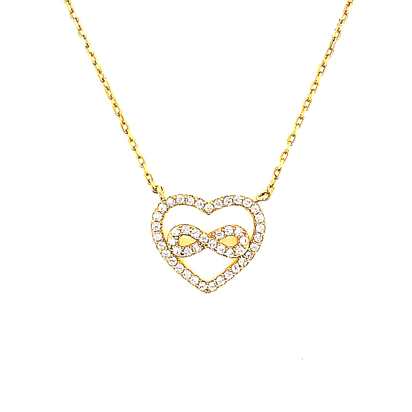 Silver Infinity Love Heart Pendant Necklace