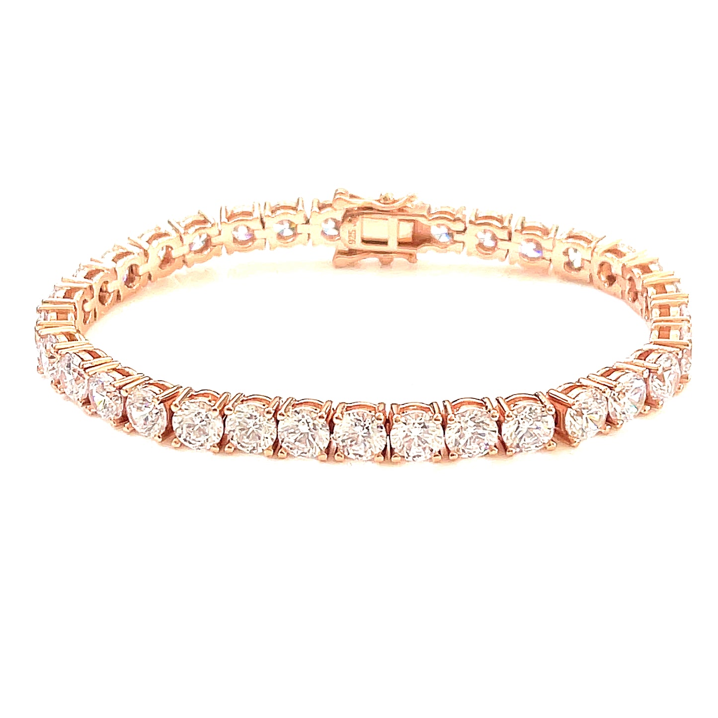 14k. Rose-gold, yellow-gold and rhodium plated sterling silver tennis bracelet. Refined appearance with affordable and premium quality of luxury.