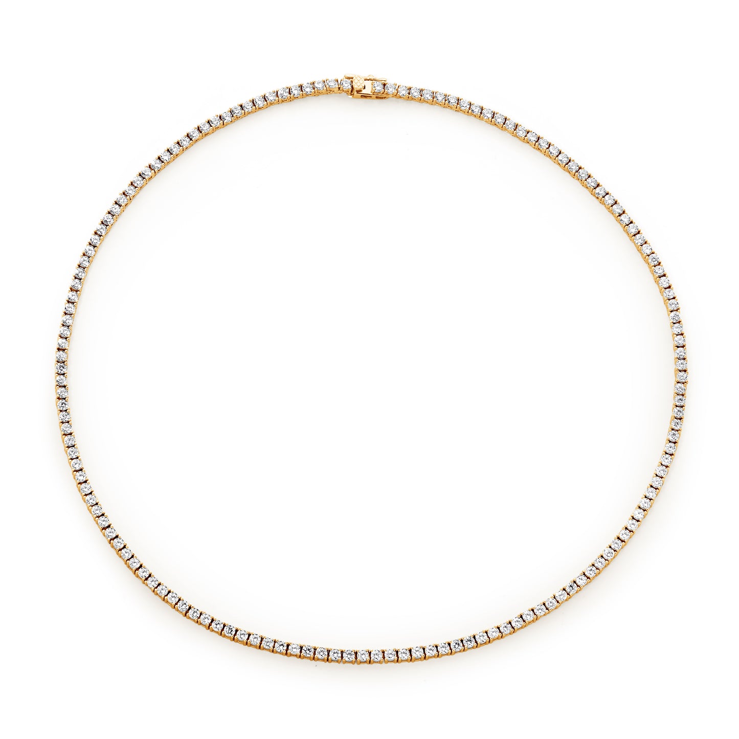 Exquisite tennis necklace 14K. yellow gold-plated, rhodium plated sterling silver, perfect for any occasion.