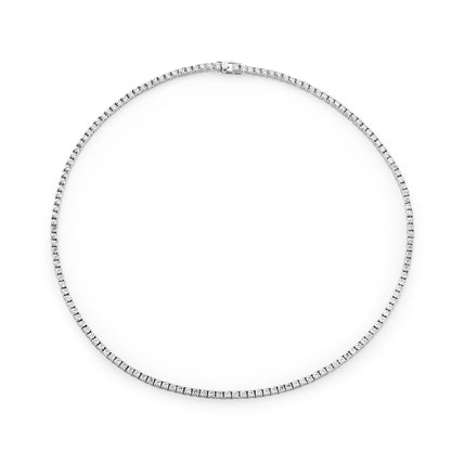 Exquisite tennis necklace 14K. yellow gold-plated, rhodium plated sterling silver, perfect for any occasion.