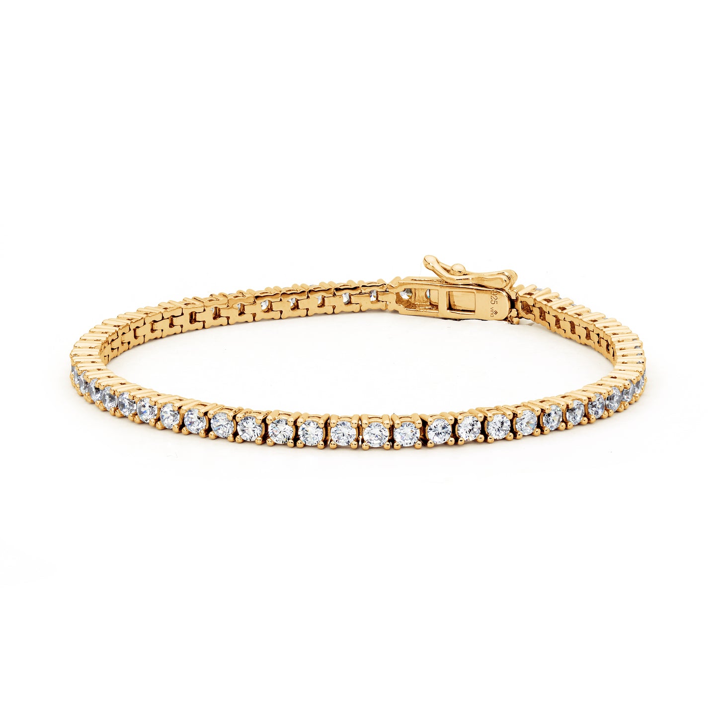 14K. yellow gold-plated, rhodium plated sterling silver tennis bracelet. Elevate your style by dressing well and looking polished with premium quality tennis bracelet.