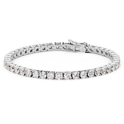 14K. yellow gold-plated, Rhodium plated sterling silver tennis bracelet. Sophisticated, elegant luxury bracelet with premium craftmanship for a refined  look.