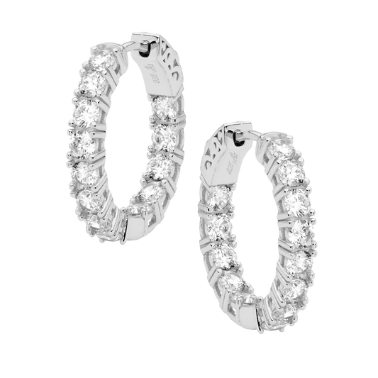 Eternity Radiance Inside-Out CZ Hoop Earrings, 22mm Dia.