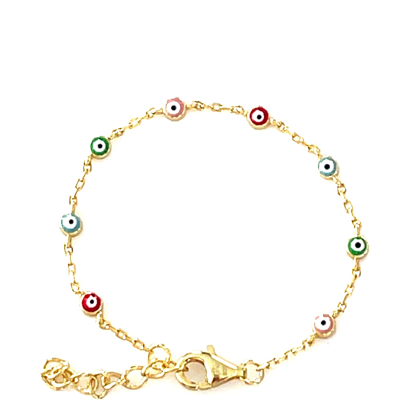 🧿 Kids’ Bright Charm – Rainbow Evil Eye Bracelet