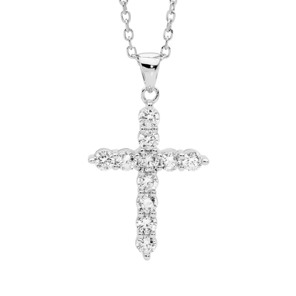 Crafted to mimics the brilliant of real diamond cross, 925 Sterling silver 23x15mm cross pendant.
