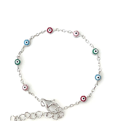 🧿 Kids’ Bright Charm – Rainbow Evil Eye Bracelet