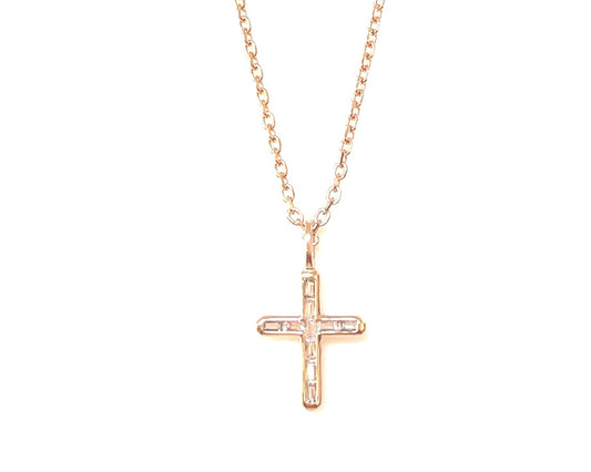 Sacred Beauty- Baguette CZ Cross Necklace