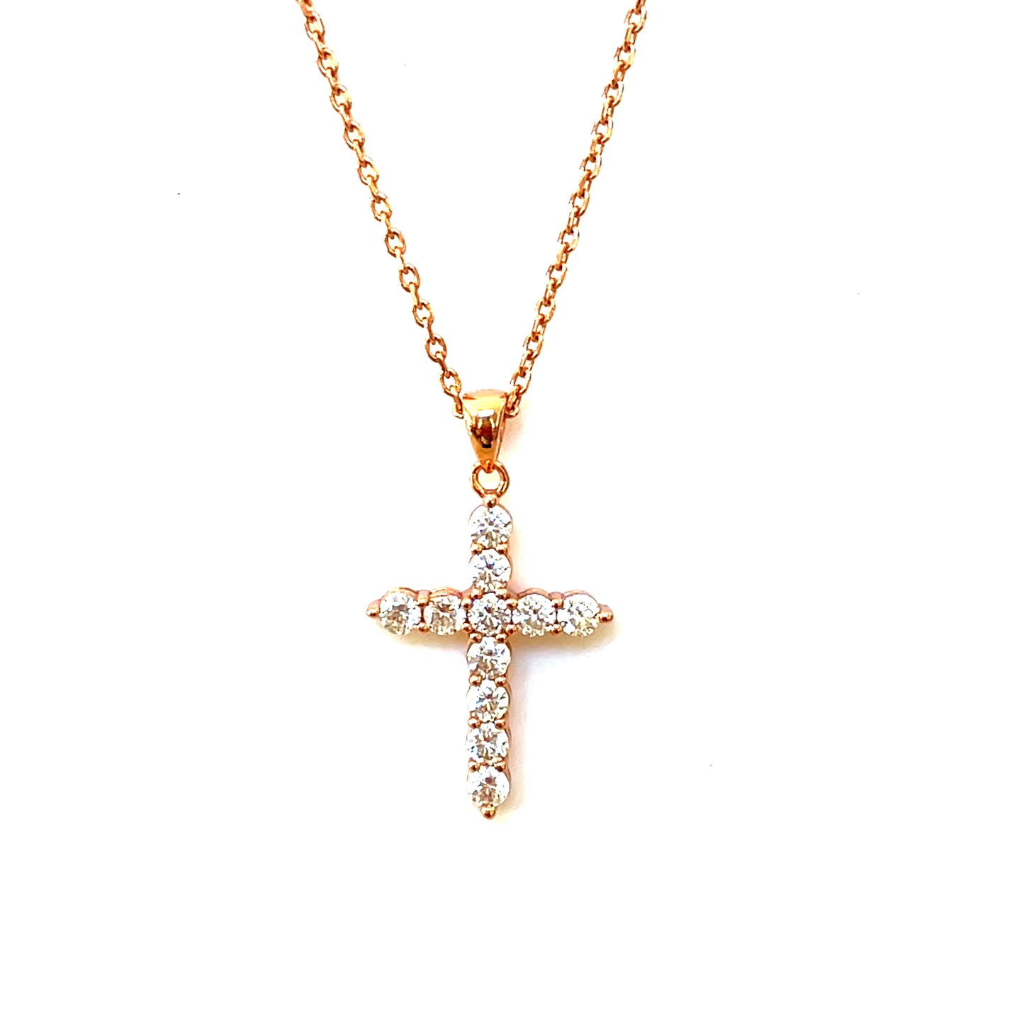 Crafted to mimics the brilliant of real diamond cross, 925 Sterling silver 23x15mm cross pendant.