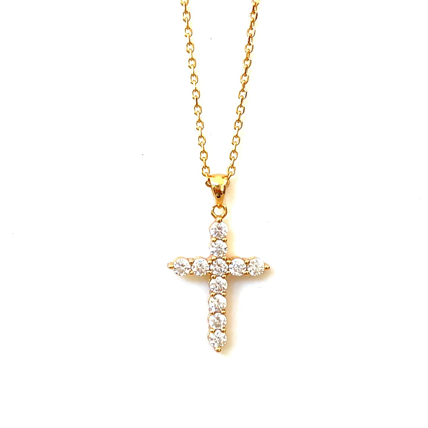 Crafted to mimics the brilliant of real diamond cross, 925 Sterling silver 23x15mm cross pendant.