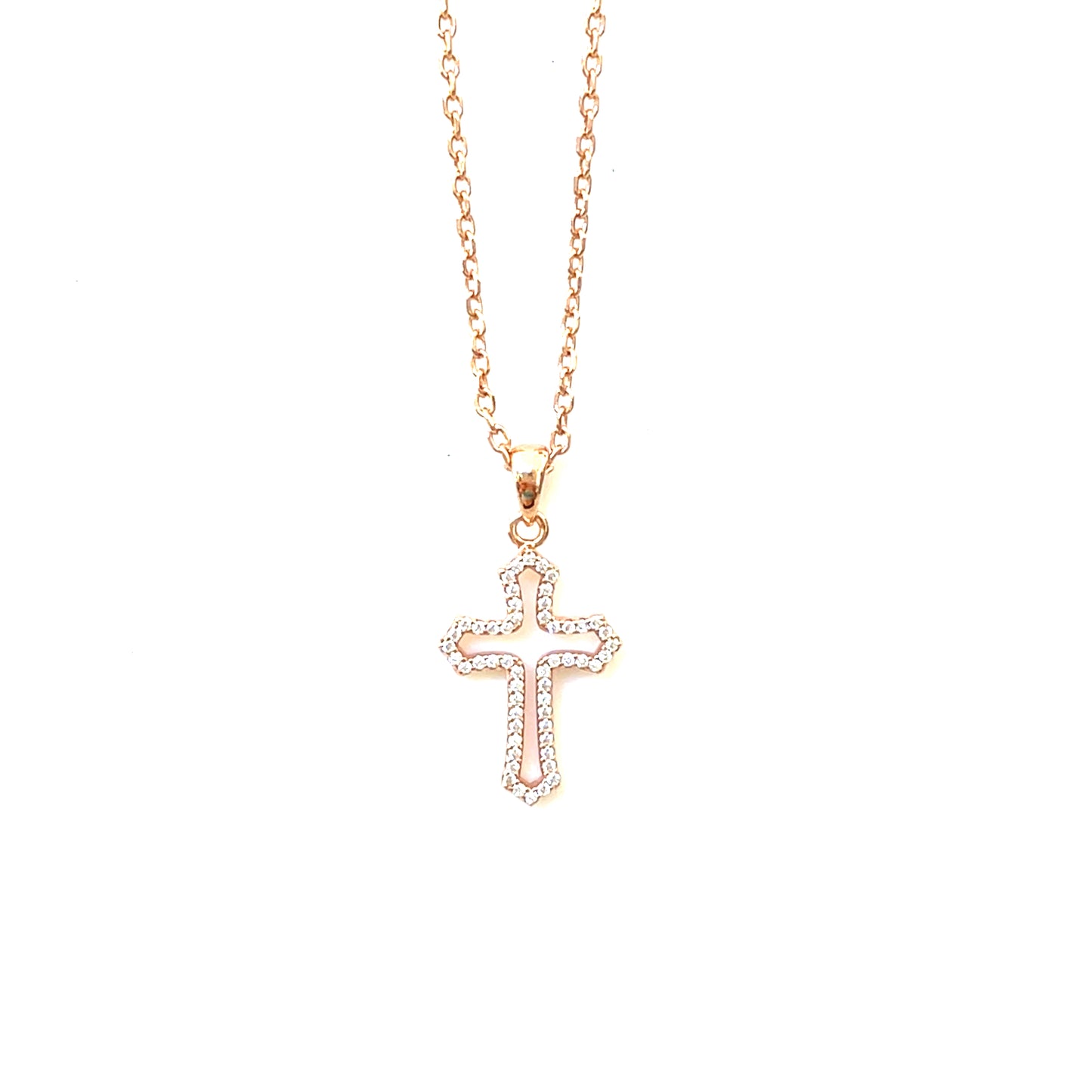 Hollow Frame Sparkle Cross Pendant