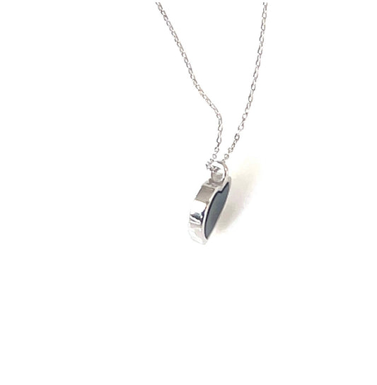 ❤️ Double‑Sided Heart Pendant Necklace black onyx with white pearl shell