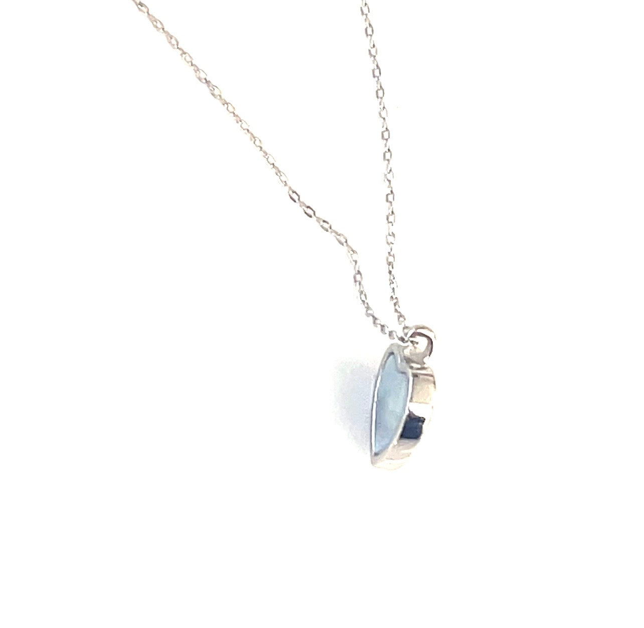 ❤️ Double‑Sided Heart Pendant Necklace Nano Turquoise · White Pearl Shell