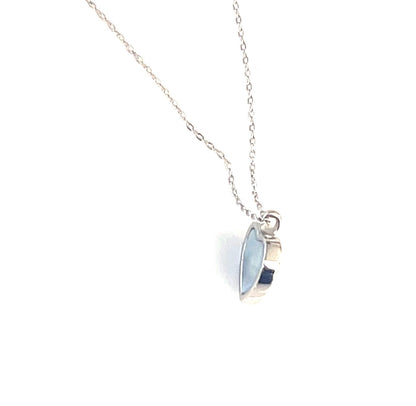 ❤️ Double‑Sided Heart Pendant Necklace Nano Turquoise · White Pearl Shell