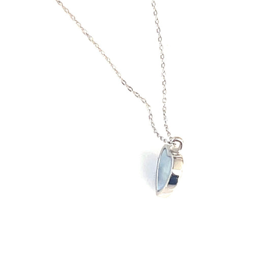 ❤️ Double‑Sided Heart Pendant Necklace Nano Turquoise · White Pearl Shell