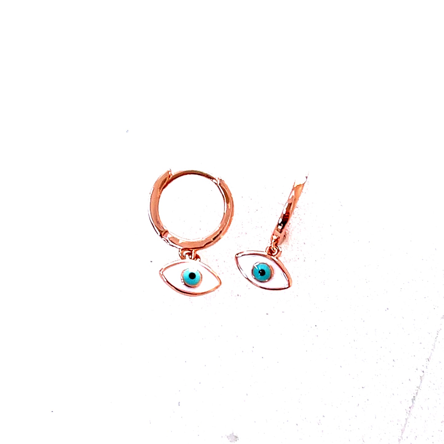 White & Blue Eye Hoop Earrings: Enamel Eye