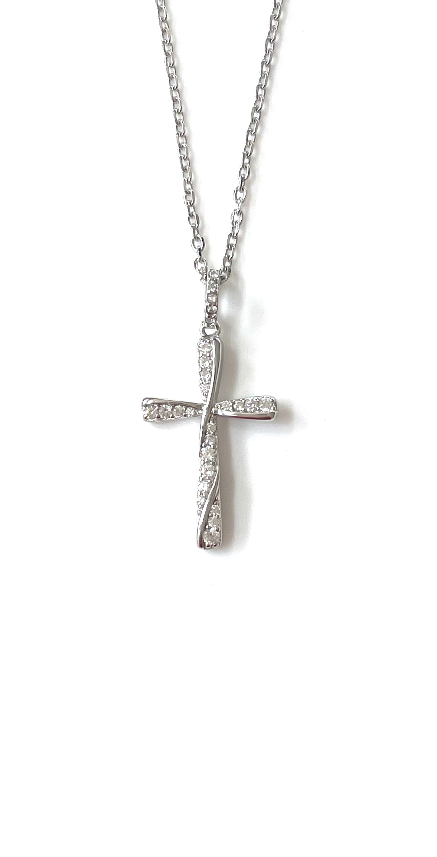 Curved Vertical Bar Cross Pendant