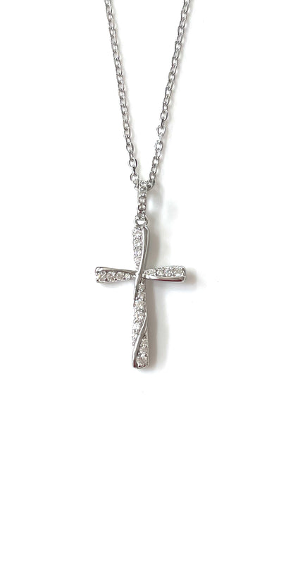 Curved Vertical Bar Cross Pendant