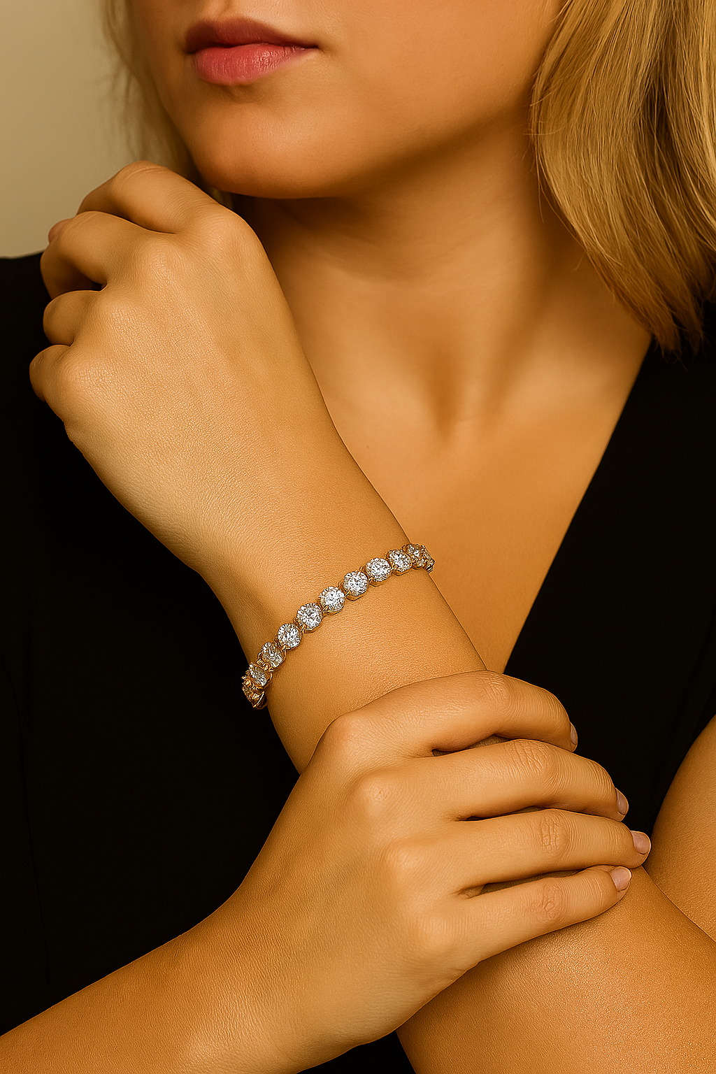 4mm. CZ stone setting, length 19 cm sterling silver Tennis Bracelet.