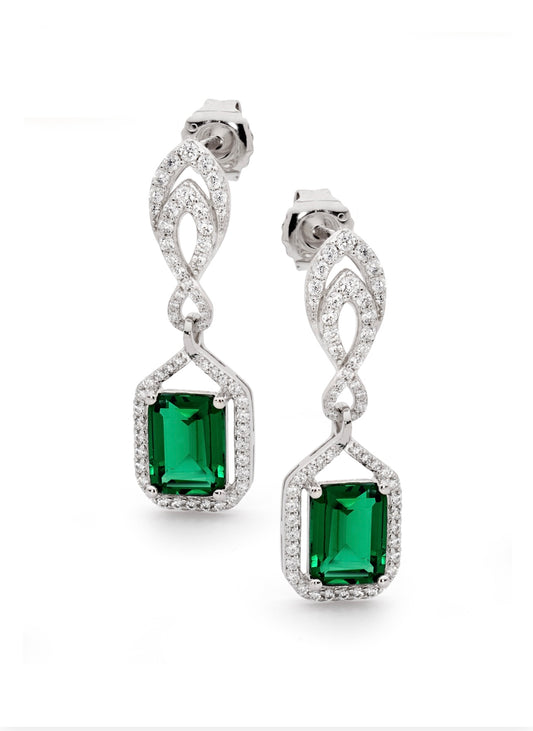 Celestial Grace Green Emerald Drop Earrings