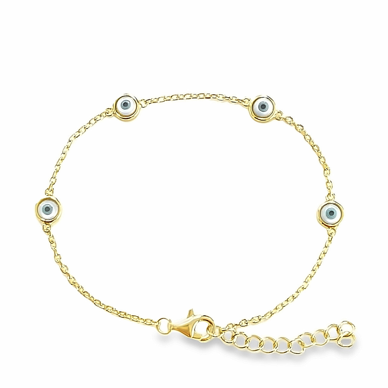 Quad Shell Eye Charm Protection Bracelet : Eye Shell Charm