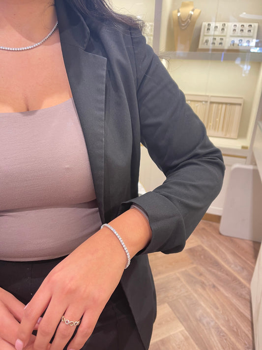 21 cm in length, set with 4mm.cz sterling silver Tennis Bracelet