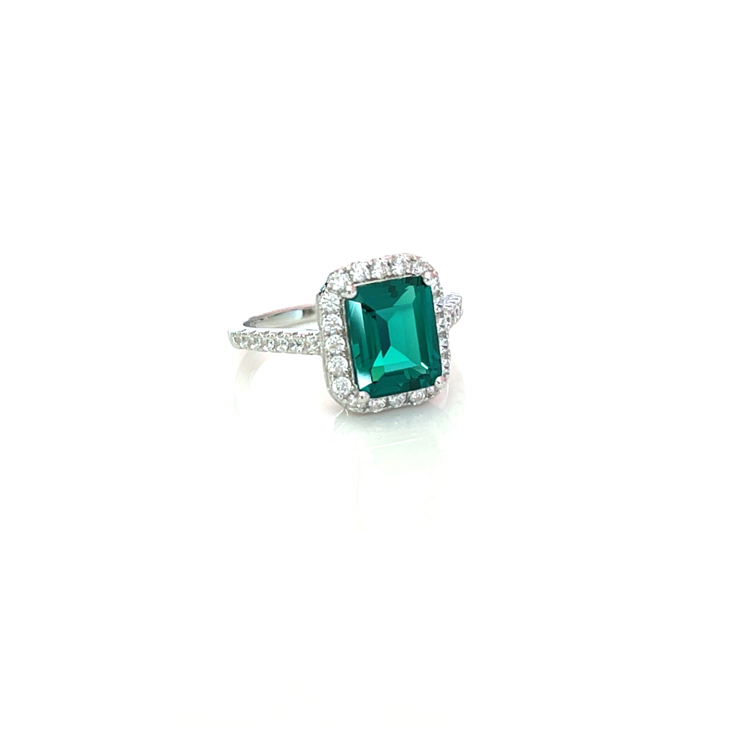 Celestial Grace Green Emerald Halo Ring