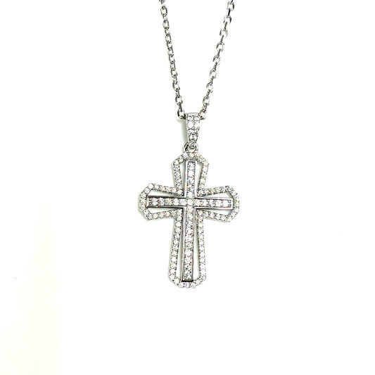 Double Sparkle Cross Pendant