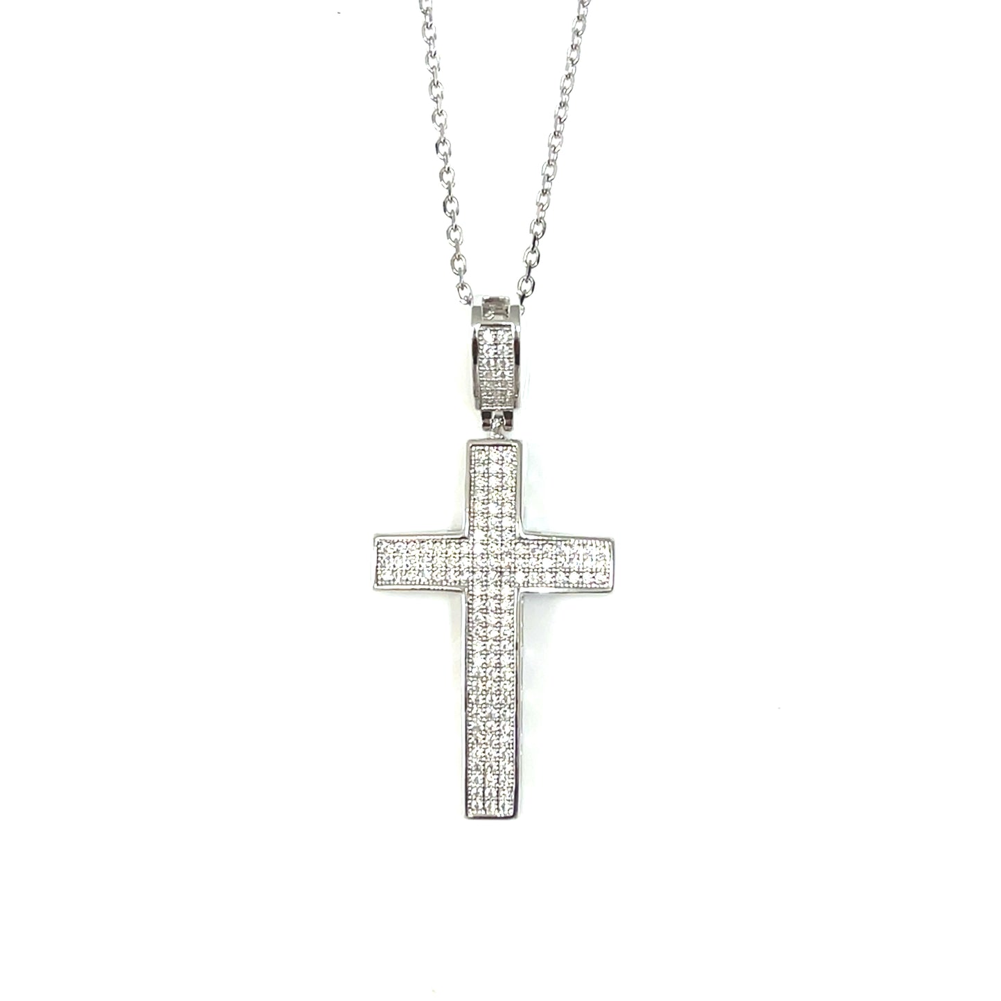 Pave-Set Cubic Zirconia Cross Pendant