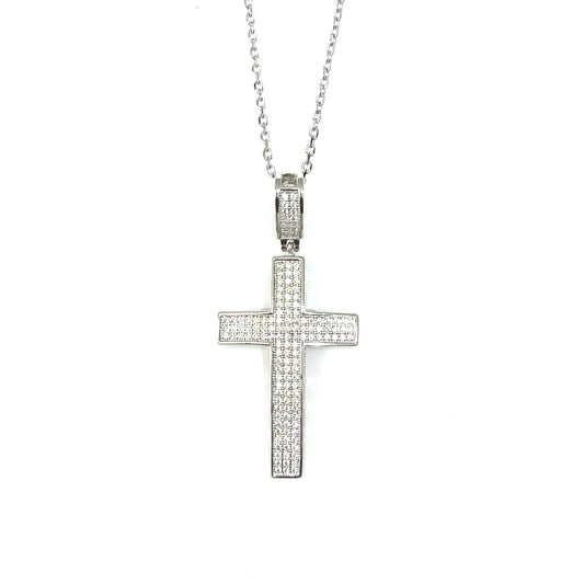Pave-Set Cubic Zirconia Cross Pendant