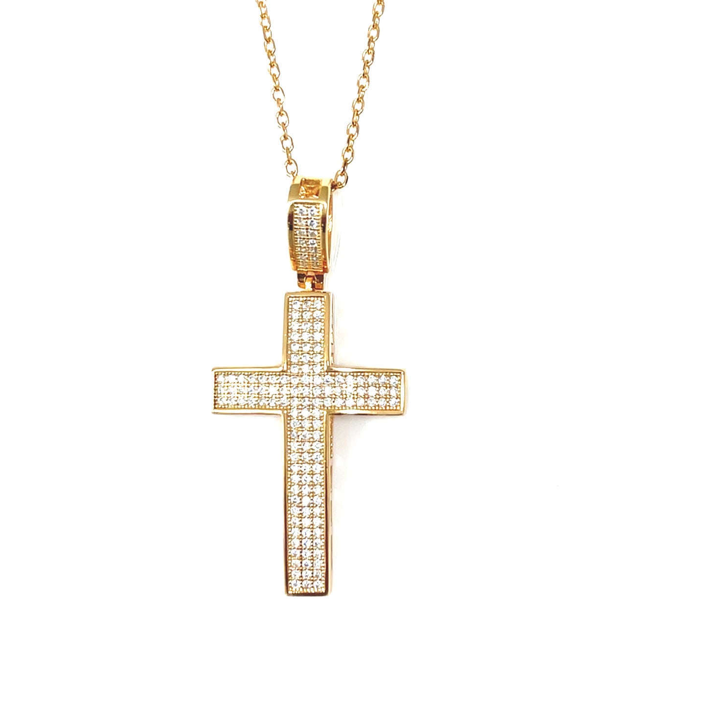 Pave-Set Cubic Zirconia Cross Pendant