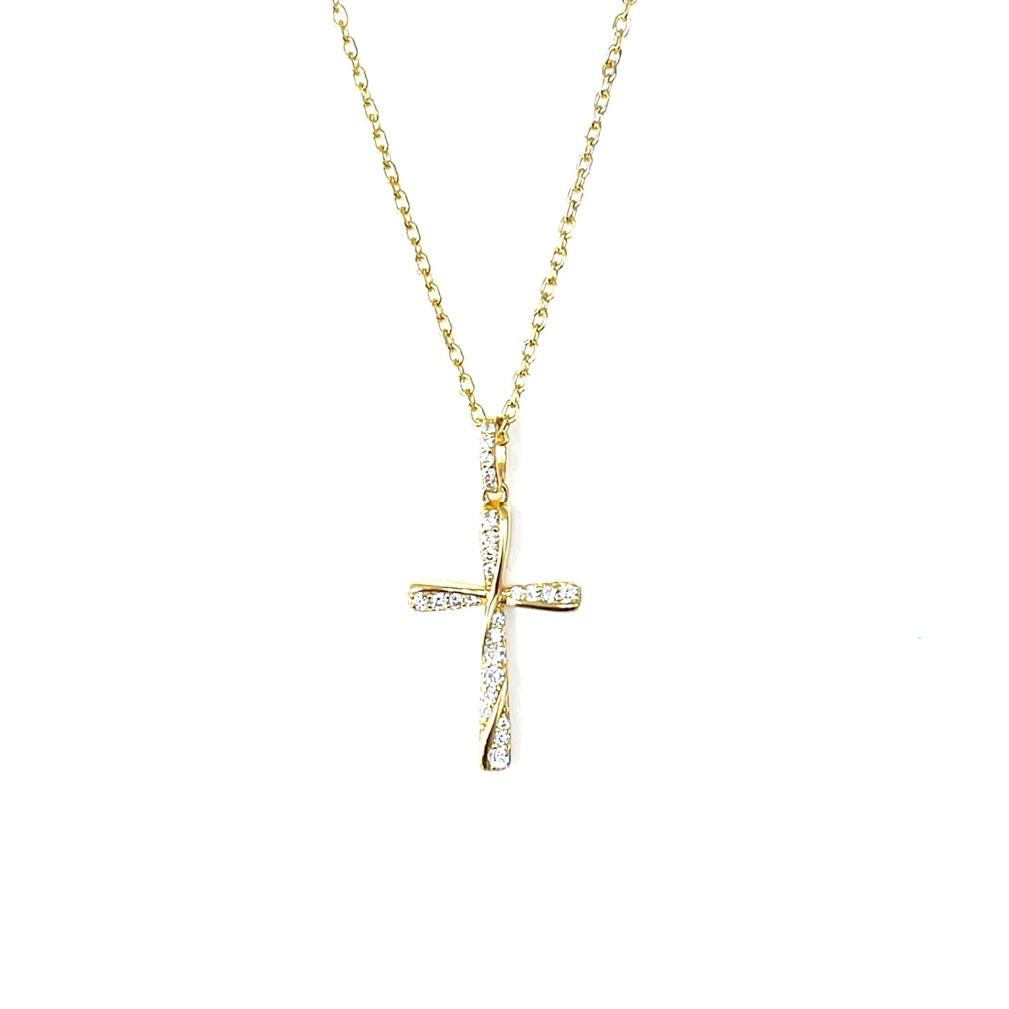 Curved Vertical Bar Cross Pendant