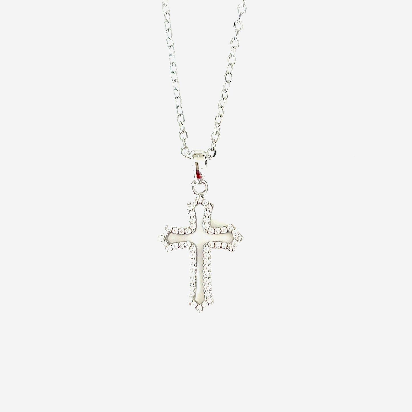 Hollow Frame Sparkle Cross Pendant