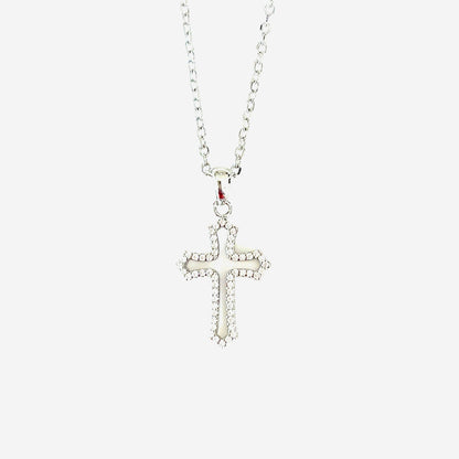 Hollow Frame Sparkle Cross Pendant
