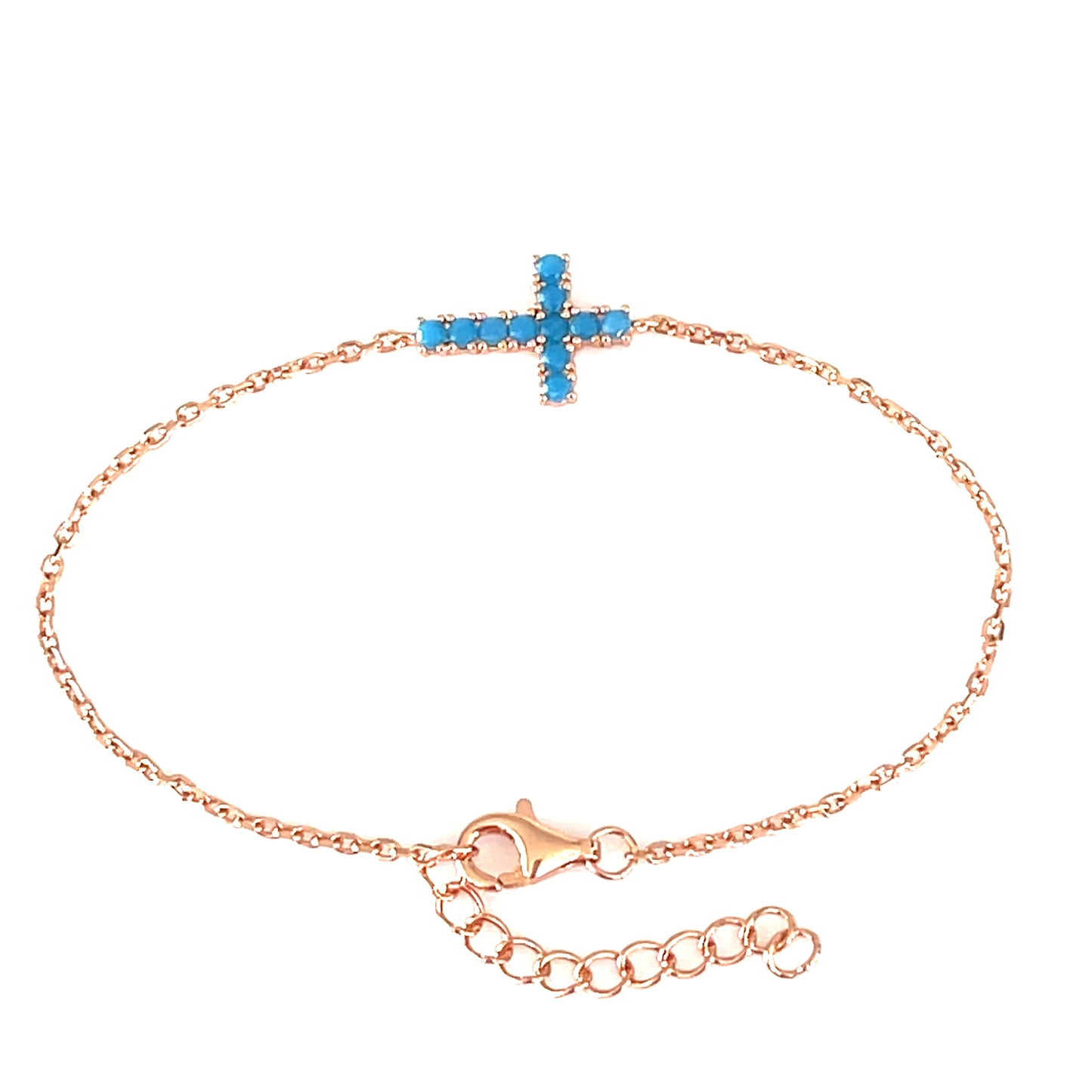 Paved-Set Blue Turquoise Cross Bracelet