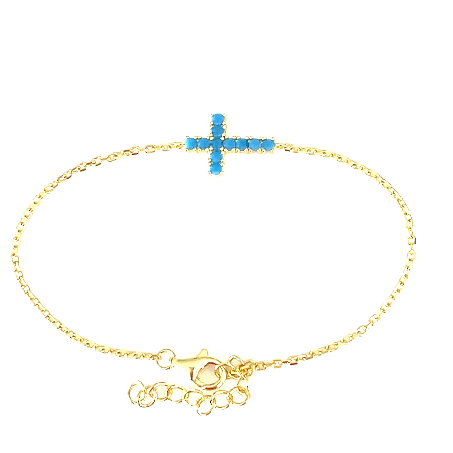 Paved-Set Blue Turquoise Cross Bracelet