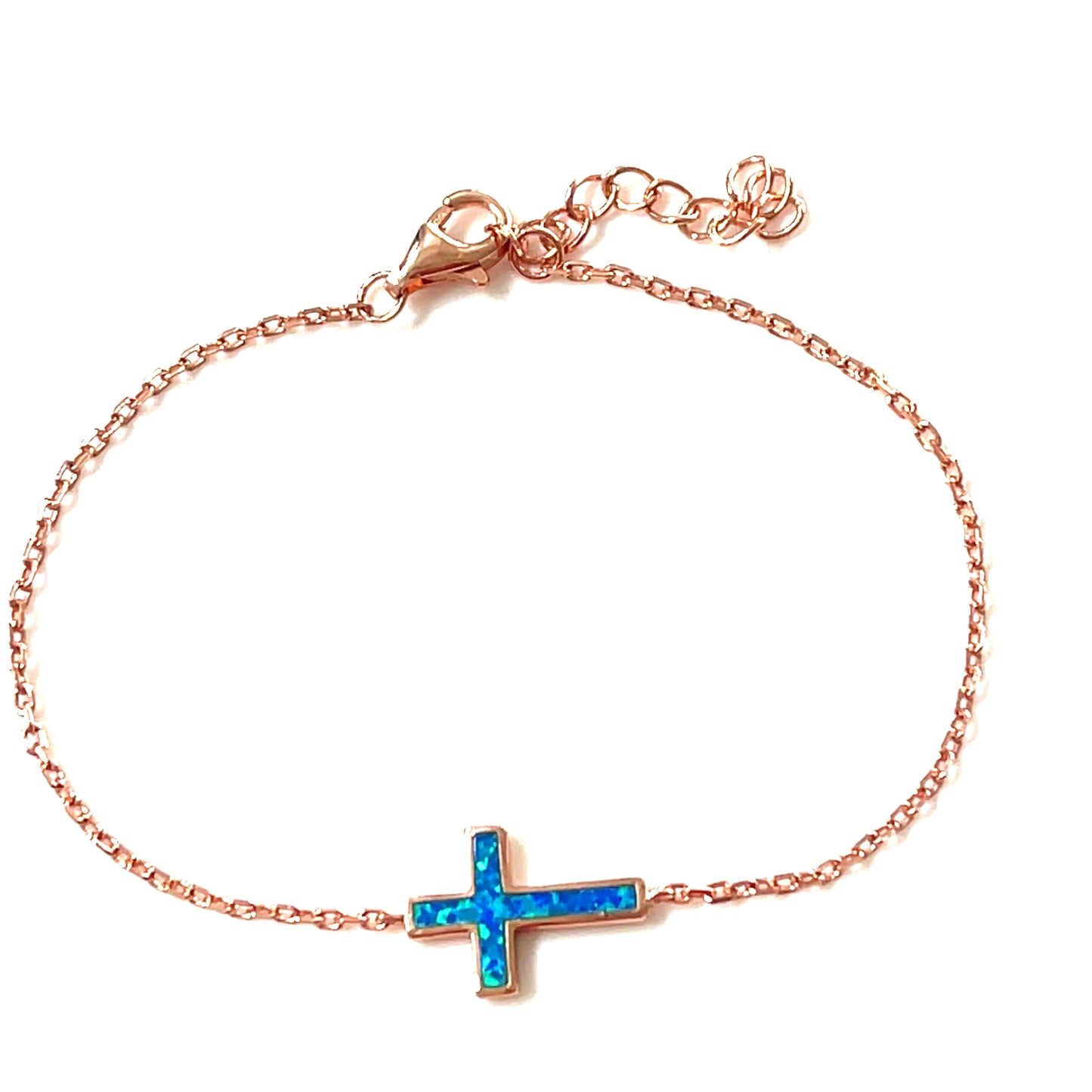 Blue-Opalite Cross Bracelet