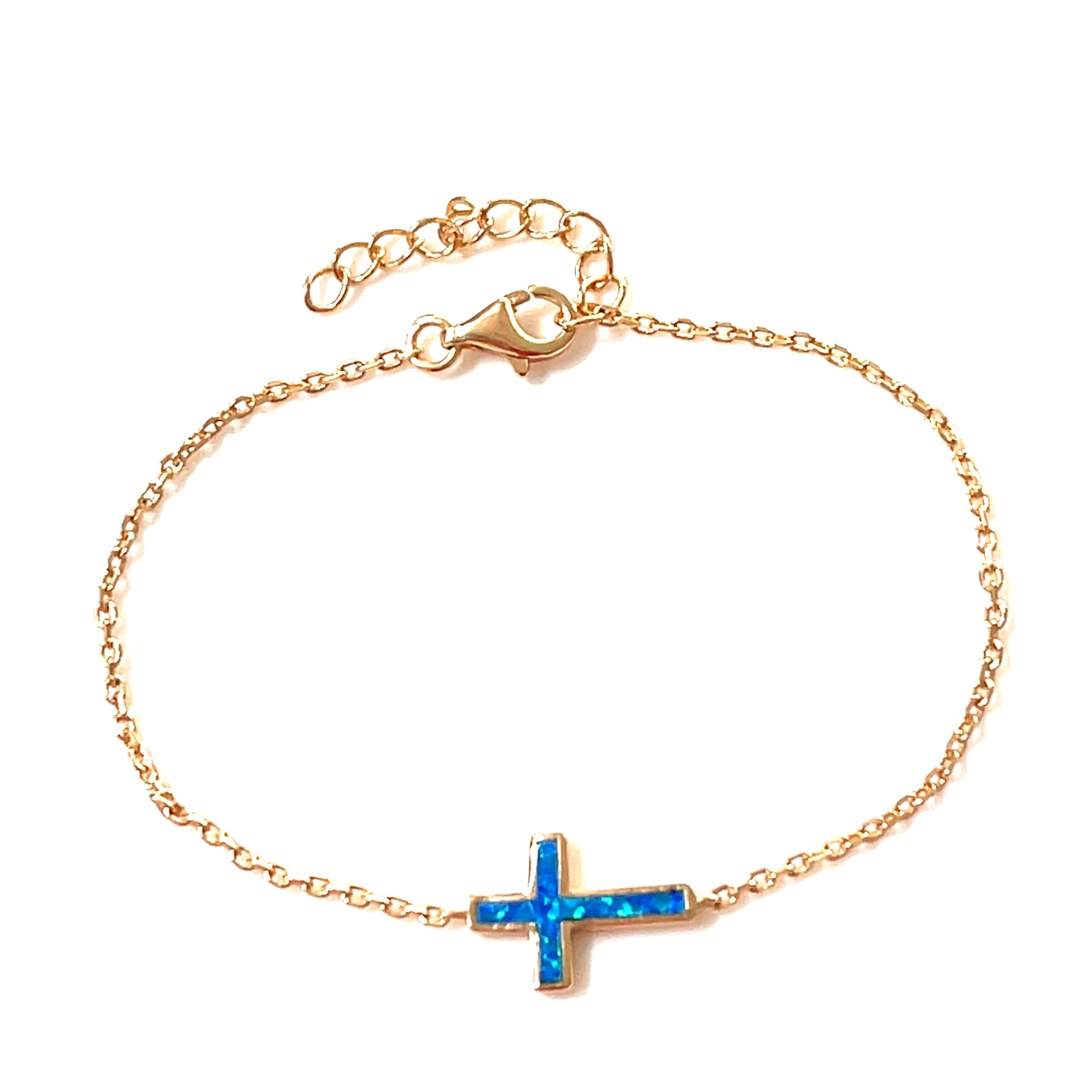 Blue-Opalite Cross Bracelet