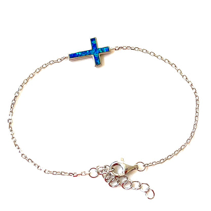 Blue-Opalite Cross Bracelet